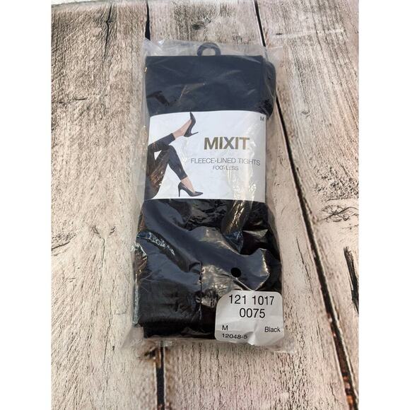MIXIT Women’s Black Fleece-Lined Footless Tights / Size: Medium - Picture 1 of 6